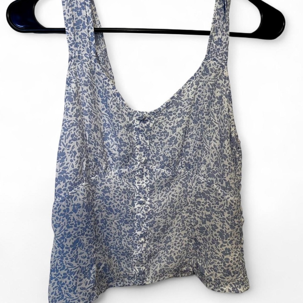 Floral Blue and White Women's Top